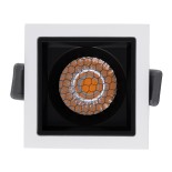 GloboStar® PLUTO-S 60265 Χωνευτό LED Spot Downlight TrimLess Μ6.4xΠ6.4cm 7W 875lm 38° AC 220-240V IP20 Μ6.4 x Π6.4 x Υ4.9cm - Τετράγωνο - Λευκό με Μαύρο Κάτοπτρο & Anti-Glare HoneyComb - Θερμό Λευκό 2700K - Bridgelux COB - 5 Years Warranty