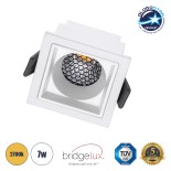 GLOBOSTAR® PLUTO-S 60267 Χωνευτό Downlight Σποτ με Honeycomb Anti Glare Reflector LED 7W 875lm 38° AC 220-240V IP20 Θερμό Λευκό 2700K - Bridgelux COB Chip & TÜV SÜD Driver - Λευκό Ματ - Μ6.4 x Π6.4 x Υ4.9cm / Q5.5 x 5.5cm - 5 Χρόνια Εγγύηση