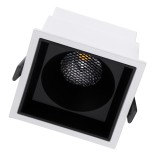 GloboStar® PLUTO-B 60276 Χωνευτό LED Spot Downlight TrimLess Μ10.4xΠ10.4cm 15W 1950lm 38° AC 220-240V IP20 Μ10.4 x Π10.4 x Υ6.5cm - Τετράγωνο - Λευκό με Μαύρο Κάτοπτρο & Anti-Glare HoneyComb - Φυσικό Λευκό 4500K - Bridgelux COB - 5 Years Warranty