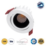 GloboStar® LEO-R 60283 Χωνευτό LED Spot Downlight TrimLess Φ8.5cm 10W 1250lm 38° AC 220-240V IP20 Φ8.5 x Υ6.6cm - Στρόγγυλο - Κινούμενο - Λευκό με Μαύρο Κάτοπτρο & Anti-Glare HoneyComb - Θερμό Λευκό 2700K - Bridgelux COB - 5 Years Warranty