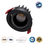 GloboStar® LEO-R 60286 Χωνευτό LED Spot Downlight TrimLess Φ8.5cm 10W 1300lm 38° AC 220-240V IP20 Φ8.5 x Υ6.6cm - Στρόγγυλο - Κινούμενο - Μαύρο & Anti-Glare HoneyComb - Φυσικό Λευκό 4500K - Bridgelux COB - 5 Years Warranty