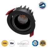 GloboStar® LEO-R 60287 Χωνευτό LED Spot Downlight TrimLess Φ8.5cm 10W 1250lm 38° AC 220-240V IP20 Φ8.5 x Υ6.6cm - Στρόγγυλο - Κινούμενο - Μαύρο & Anti-Glare HoneyComb - Θερμό Λευκό 2700K - Bridgelux COB - 5 Years Warranty