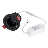 GloboStar® LEO-R 60287 Χωνευτό LED Spot Downlight TrimLess Φ8.5cm 10W 1250lm 38° AC 220-240V IP20 Φ8.5 x Υ6.6cm - Στρόγγυλο - Κινούμενο - Μαύρο & Anti-Glare HoneyComb - Θερμό Λευκό 2700K - Bridgelux COB - 5 Years Warranty