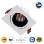 GloboStar® LEO-SQ 60289 Χωνευτό LED Spot Downlight TrimLess Μ8.5xΠ8.5cm 10W 1250lm 38° AC 220-240V IP20 Μ8.5 x Π8.5 x Υ6.6cm - Τετράγωνο - Κινούμενο - Λευκό με Μαύρο Κάτοπτρο & Anti-Glare HoneyComb - Θερμό Λευκό 2700K - Bridgelux COB - 5 Years Warranty