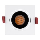 GloboStar® LEO-SQ 60289 Χωνευτό LED Spot Downlight TrimLess Μ8.5xΠ8.5cm 10W 1250lm 38° AC 220-240V IP20 Μ8.5 x Π8.5 x Υ6.6cm - Τετράγωνο - Κινούμενο - Λευκό με Μαύρο Κάτοπτρο & Anti-Glare HoneyComb - Θερμό Λευκό 2700K - Bridgelux COB - 5 Years Warranty