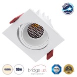 GloboStar® LEO-SQ 60290 Χωνευτό LED Spot Downlight TrimLess Μ8.5xΠ8.5cm 10W 1300lm 38° AC 220-240V IP20 Μ8.5 x Π8.5 x Υ6.6cm - Τετράγωνο - Κινούμενο - Λευκό & Anti-Glare HoneyComb - Φυσικό Λευκό 4500K - Bridgelux COB - 5 Years Warranty