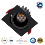 GloboStar® LEO-SQ 60292 Χωνευτό LED Spot Downlight TrimLess Μ8.5xΠ8.5cm 10W 1300lm 38° AC 220-240V IP20 Μ8.5 x Π8.5 x Υ6.6cm - Τετράγωνο - Κινούμενο - Μαύρο & Anti-Glare HoneyComb - Φυσικό Λευκό 4500K - Bridgelux COB - 5 Years Warranty