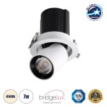 GloboStar® VIRGO-S 60302 Χωνευτό LED Spot Downlight TrimLess Φ9cm 7W 910lm 36° AC 220-240V IP20 Φ9cm x Υ9cm - Στρόγγυλο - Λευκό με Μαύρο Κάτοπτρο - Φυσικό Λευκό 4500K - Bridgelux COB - 5 Years Warranty