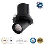 GloboStar® VIRGO-S 60304 Χωνευτό LED Spot Downlight TrimLess Φ9cm 7W 910lm 36° AC 220-240V IP20 Φ9cm x Υ9cm - Στρόγγυλο - Μαύρο - Φυσικό Λευκό 4500K - Bridgelux COB - 5 Years Warranty