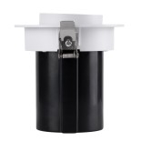 GloboStar® VIRGO-M 60307 Χωνευτό LED Spot Downlight TrimLess Φ11cm 12W 1500lm 36° AC 220-240V IP20 Φ11cm x Υ11.5cm - Στρόγγυλο - Λευκό με Μαύρο Κάτοπτρο - Θερμό Λευκό 2700K - Bridgelux COB - 5 Years Warranty