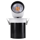 GloboStar® VIRGO-B 60310 Χωνευτό LED Spot Downlight TrimLess Φ13.5cm 20W 2600lm 36° AC 220-240V IP20 Φ13.5cm x Υ14cm - Στρόγγυλο - Λευκό με Μαύρο Κάτοπτρο - Φυσικό Λευκό 4500K - Bridgelux COB - 5 Years Warranty