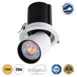GloboStar® VIRGO-B 60311 Χωνευτό LED Spot Downlight TrimLess Φ13.5cm 20W 2500lm 36° AC 220-240V IP20 Φ13.5cm x Υ14cm - Στρόγγυλο - Λευκό με Μαύρο Κάτοπτρο - Θερμό Λευκό 2700K - Bridgelux COB - 5 Years Warranty