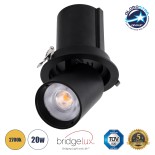 GloboStar® VIRGO-B 60313 Χωνευτό LED Spot Downlight TrimLess Φ13.5cm 20W 2500lm 36° AC 220-240V IP20 Φ13.5cm x Υ14cm - Στρόγγυλο - Μαύρο - Θερμό Λευκό 2700K - Bridgelux COB - 5 Years Warranty