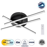 GloboStar® DRACO 61093 Φωτιστικό Οροφής Γραμμικό Linear Design LED CCT 45W 5535lm 120° AC 220-240V - Εναλλαγή Φωτισμού μέσω Τηλεχειριστηρίου All In One Ψυχρό 6000k+Φυσικό 4500k+Θερμό 2700k Dimmable Φ50 x Υ11cm - Μαύρο - 3 Years Warranty