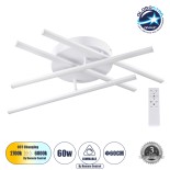 GloboStar® DRACO 61096 Φωτιστικό Οροφής Γραμμικό Linear Design LED CCT 60W 7380lm 120° AC 220-240V - Εναλλαγή Φωτισμού μέσω Τηλεχειριστηρίου All In One Ψυχρό 6000k+Φυσικό 4500k+Θερμό 2700k Dimmable Φ60 x Υ11cm - Λευκό - 3 Years Warranty