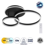GLOBOSTAR® VENOM 61120 Μοντέρνο Φωτιστικό Οροφής LED 67W 6700lm 360° AC 220-240V IP20 Ρυθμιζόμενο Λευκό CCT με Χειριστήριο από 2700K έως 6000K Dimmable - Lumileds SMD Chip - Μαύρο Ματ - Μ60 x Π40 x Υ12.5cm - 3 Χρόνια Εγγύηση