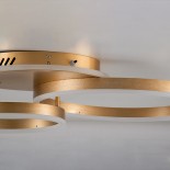 GLOBOSTAR® VENOM 61122 Μοντέρνο Φωτιστικό Οροφής LED 67W 6700lm 360° AC 220-240V IP20 Ρυθμιζόμενο Λευκό CCT με Χειριστήριο από 2700K έως 6000K Dimmable - Lumileds SMD Chip - Σατινέ Χρυσό Βούρτσας - Μ60 x Π40 x Υ12.5cm - 3 Χρόνια Εγγύηση