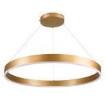 GloboStar® VENOM 61181 Κρεμαστό Φωτιστικό Δαχτυλίδι-Κύκλος LED CCT 67W 7863lm 120° AC 220-240V - Εναλλαγή Φωτισμού μέσω Τηλεχειριστηρίου All In One Ψυχρό 6000K+Φυσικό 4500K+Θερμό 2700K Dimmable Φ80cm - Χρυσό Βούρτσας - 3 Years Warranty