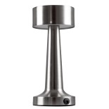 GloboStar® BELLA 76504 Επαναφορτιζόμενο Επιτραπέζιο Φωτιστικό Πορτατίφ LED 1.5W 105lm 120° DC 5V IP44 Θερμό Λευκό 2700K Dimmable Ασημί Αλουμίνιο - Μ9 x Π9 x Υ21cm - 2 Xρόνια Εγγύηση