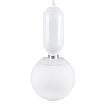 GloboStar® MAVERICK 00944 Μοντέρνο Κρεμαστό Φωτιστικό Οροφής Μονόφωτο 1 x E27 Λευκό Μεταλλικό Γυάλινο Μπάλα Φ15 x Υ33cm