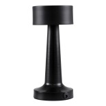 GloboStar® BELLA 76503 Επαναφορτιζόμενο Επιτραπέζιο Φωτιστικό Πορτατίφ LED 1.5W 105lm 120° DC 5V IP44 Θερμό Λευκό 2700K Dimmable Μαύρο Αλουμίνιο - Μ9 x Π9 x Υ21cm - 2 Xρόνια Εγγύηση