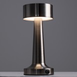 GloboStar® BELLA 76504 Επαναφορτιζόμενο Επιτραπέζιο Φωτιστικό Πορτατίφ LED 1.5W 105lm 120° DC 5V IP44 Θερμό Λευκό 2700K Dimmable Ασημί Αλουμίνιο - Μ9 x Π9 x Υ21cm - 2 Xρόνια Εγγύηση