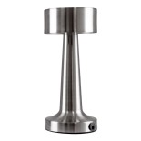 GloboStar® BELLA 76504 Επαναφορτιζόμενο Επιτραπέζιο Φωτιστικό Πορτατίφ LED 1.5W 105lm 120° DC 5V IP44 Θερμό Λευκό 2700K Dimmable Ασημί Αλουμίνιο - Μ9 x Π9 x Υ21cm - 2 Xρόνια Εγγύηση