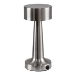 GloboStar® BELLA 76504 Επαναφορτιζόμενο Επιτραπέζιο Φωτιστικό Πορτατίφ LED 1.5W 105lm 120° DC 5V IP44 Θερμό Λευκό 2700K Dimmable Ασημί Αλουμίνιο - Μ9 x Π9 x Υ21cm - 2 Xρόνια Εγγύηση