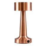 GloboStar® BELLA 76505 Επαναφορτιζόμενο Επιτραπέζιο Φωτιστικό Πορτατίφ LED 1.5W 105lm 120° DC 5V IP44 Θερμό Λευκό 2700K Dimmable Χάλκινο Αλουμίνιο - Μ9 x Π9 x Υ21cm - 2 Xρόνια Εγγύηση