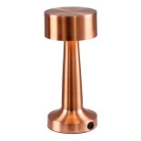 GloboStar® BELLA 76505 Επαναφορτιζόμενο Επιτραπέζιο Φωτιστικό Πορτατίφ LED 1.5W 105lm 120° DC 5V IP44 Θερμό Λευκό 2700K Dimmable Χάλκινο Αλουμίνιο - Μ9 x Π9 x Υ21cm - 2 Xρόνια Εγγύηση