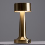 GloboStar® BELLA 76506 Επαναφορτιζόμενο Επιτραπέζιο Φωτιστικό Πορτατίφ LED 1.5W 105lm 120° DC 5V IP44 Θερμό Λευκό 2700K Dimmable Χρυσό Αλουμίνιο - Μ9 x Π9 x Υ21cm - 2 Xρόνια Εγγύηση