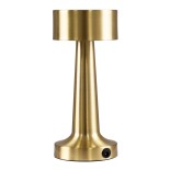 GloboStar® BELLA 76506 Επαναφορτιζόμενο Επιτραπέζιο Φωτιστικό Πορτατίφ LED 1.5W 105lm 120° DC 5V IP44 Θερμό Λευκό 2700K Dimmable Χρυσό Αλουμίνιο - Μ9 x Π9 x Υ21cm - 2 Xρόνια Εγγύηση