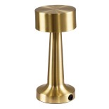 GloboStar® BELLA 76506 Επαναφορτιζόμενο Επιτραπέζιο Φωτιστικό Πορτατίφ LED 1.5W 105lm 120° DC 5V IP44 Θερμό Λευκό 2700K Dimmable Χρυσό Αλουμίνιο - Μ9 x Π9 x Υ21cm - 2 Xρόνια Εγγύηση