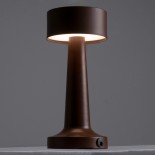 GloboStar® BELLA 76507 Επαναφορτιζόμενο Επιτραπέζιο Φωτιστικό Πορτατίφ LED 1.5W 105lm 120° DC 5V IP44 Θερμό Λευκό 2700K Dimmable Καφέ Αλουμίνιο - Μ9 x Π9 x Υ21cm - 2 Xρόνια Εγγύηση
