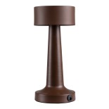 GloboStar® BELLA 76507 Επαναφορτιζόμενο Επιτραπέζιο Φωτιστικό Πορτατίφ LED 1.5W 105lm 120° DC 5V IP44 Θερμό Λευκό 2700K Dimmable Καφέ Αλουμίνιο - Μ9 x Π9 x Υ21cm - 2 Xρόνια Εγγύηση