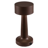 GloboStar® BELLA 76507 Επαναφορτιζόμενο Επιτραπέζιο Φωτιστικό Πορτατίφ LED 1.5W 105lm 120° DC 5V IP44 Θερμό Λευκό 2700K Dimmable Καφέ Αλουμίνιο - Μ9 x Π9 x Υ21cm - 2 Xρόνια Εγγύηση