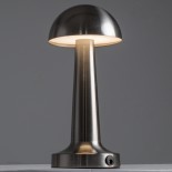 GloboStar® COCO 76510 Επαναφορτιζόμενο Επιτραπέζιο Φωτιστικό Πορτατίφ LED 1.5W 105lm 120° DC 5V IP44 Θερμό Λευκό 2700K Dimmable Ασημί Αλουμίνιο - Μ10 x Π10 x Υ22cm - 2 Xρόνια Εγγύηση