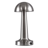 GloboStar® COCO 76510 Επαναφορτιζόμενο Επιτραπέζιο Φωτιστικό Πορτατίφ LED 1.5W 105lm 120° DC 5V IP44 Θερμό Λευκό 2700K Dimmable Ασημί Αλουμίνιο - Μ10 x Π10 x Υ22cm - 2 Xρόνια Εγγύηση