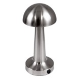 GloboStar® COCO 76510 Επαναφορτιζόμενο Επιτραπέζιο Φωτιστικό Πορτατίφ LED 1.5W 105lm 120° DC 5V IP44 Θερμό Λευκό 2700K Dimmable Ασημί Αλουμίνιο - Μ10 x Π10 x Υ22cm - 2 Xρόνια Εγγύηση