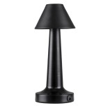 GloboStar® MOLLY 76515 Επαναφορτιζόμενο Επιτραπέζιο Φωτιστικό Πορτατίφ LED 1.5W 105lm 120° DC 5V IP44 Θερμό Λευκό 2700K Dimmable Μαύρο Αλουμίνιο - Μ10 x Π10 x Υ23cm - 2 Xρόνια Εγγύηση