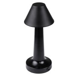 GloboStar® MOLLY 76515 Επαναφορτιζόμενο Επιτραπέζιο Φωτιστικό Πορτατίφ LED 1.5W 105lm 120° DC 5V IP44 Θερμό Λευκό 2700K Dimmable Μαύρο Αλουμίνιο - Μ10 x Π10 x Υ23cm - 2 Xρόνια Εγγύηση