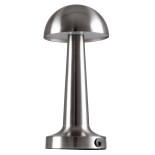 GloboStar® COCO 76510 Επαναφορτιζόμενο Επιτραπέζιο Φωτιστικό Πορτατίφ LED 1.5W 105lm 120° DC 5V IP44 Θερμό Λευκό 2700K Dimmable Ασημί Αλουμίνιο - Μ10 x Π10 x Υ22cm - 2 Xρόνια Εγγύηση