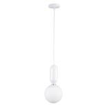 GloboStar® MAVERICK 00944 Μοντέρνο Κρεμαστό Φωτιστικό Οροφής Μονόφωτο 1 x E27 Λευκό Μεταλλικό Γυάλινο Μπάλα Φ15 x Υ33cm