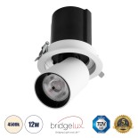 GLOBOSTAR® VIRGO-M 60306 Χωνευτό Κινούμενο Downlight Σποτ LED 12W 1560lm 36° AC 220-240V IP20 Φυσικό Λευκό 4500K - Bridgelux COB Chip & TÜV SÜD Driver - Λευκό & Μαύρο Ματ - Μ11 x Π11 x Υ11.5cm / Q9.5cm - 5 Χρόνια Εγγύηση