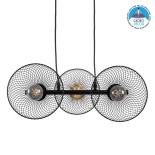 GloboStar® VERONA 00586 Μοντέρνο Κρεμαστό Φωτιστικό Ράγα Τρίφωτο 3 x E27 IP20 Μαύρο & Χρυσό Μέταλλο - Μ50 x Π28 x Υ20cm
