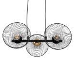 GloboStar® VERONA 00586 Μοντέρνο Κρεμαστό Φωτιστικό Ράγα Τρίφωτο 3 x E27 IP20 Μαύρο & Χρυσό Μέταλλο - Μ50 x Π28 x Υ20cm