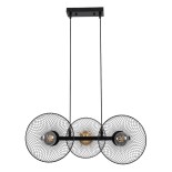 GloboStar® VERONA 00586 Μοντέρνο Κρεμαστό Φωτιστικό Ράγα Τρίφωτο 3 x E27 IP20 Μαύρο & Χρυσό Μέταλλο - Μ50 x Π28 x Υ20cm