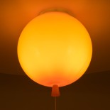 GloboStar® BALLOON 00650 Παιδικό Φωτιστικό Οροφής Μπάλα Μονόφωτο 1 x E27 IP20 Πορτοκαλί Πλαστικό με Ασημί Μέταλλο - Μ30 x Π30 x Υ33cm