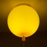 GloboStar® BALLOON 00651 Παιδικό Φωτιστικό Οροφής Μπάλα Μονόφωτο 1 x E27 IP20 Κίτρινο Πλαστικό με Ασημί Μέταλλο - Μ30 x Π30 x Υ33cm