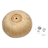 GloboStar® SAN TROPEZ 00674 Boho Κρεμαστό Φωτιστικό Καμπάνα Μονόφωτο 1 x E27 IP20 Μπεζ Ξύλο - Μ80 x Π80 x Y28cm
